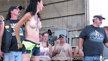 real chicks getting totally naked in a contest at an iowa biker rally