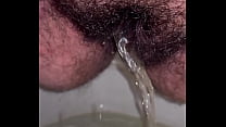 Peeing hairy pussy toilet